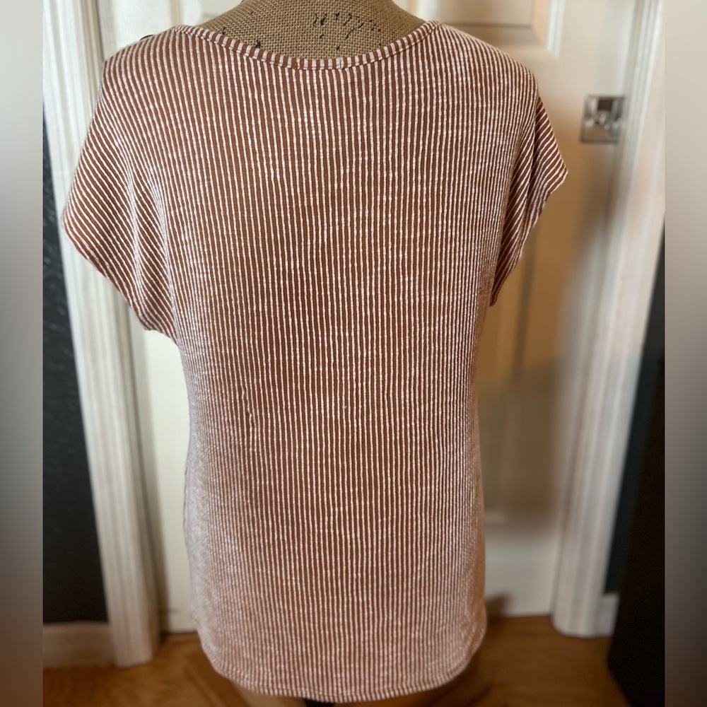 Final Price Clearances Grand Ave Design Burgundy Soft Striped Tunic Top 1X - Picture 13 of 16